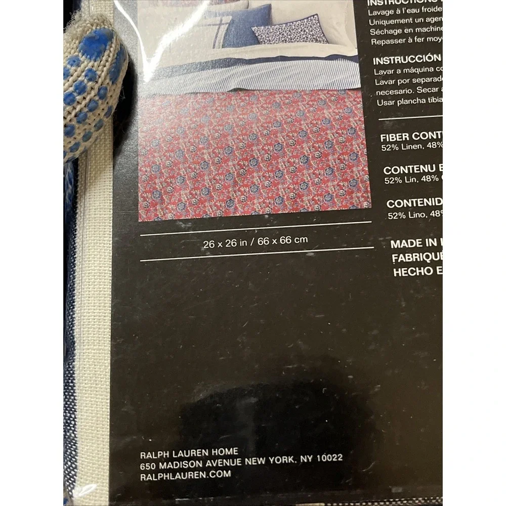 Lauren RALPH LAUREN 1PC DOMINQUE YARN DYE EURO PILLOW SHAM NWT MSRP $150